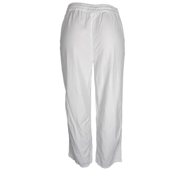 Chartou Linen Blend Lagenlook Pants Size M White With Pockets and Drawstring - Picture 4 of 9